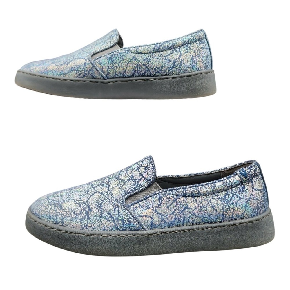 Vionic Avery Pro Blue Iridescent Metallic Womens 6 Slip On Sneaker Work Shoe